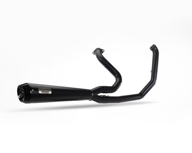 Black motorcycle exhaust on a white background